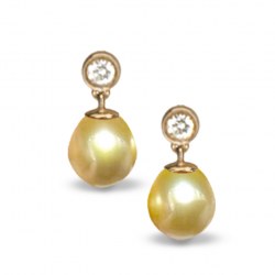 Orecchini con perle in oro 18 carati e diamanti dalle Filippine AAA