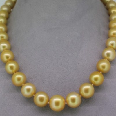 Collana di perle filippine in oro giallo 14k, perle da 10-11 mm AA / AA +