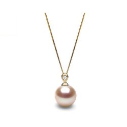 Pendente in oro 18k e diamante, perla Akoya bianca AAA