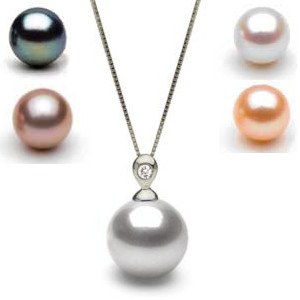 Pendente Argento 925 Diamante Perla Acqua Dolce bianca AAA