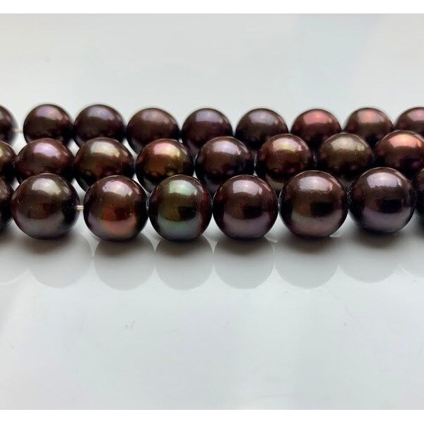 Collana 45 cm perle cioccolato d'acqua dolce 8,5-9 mm qualità AAA