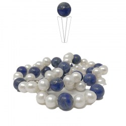Braccialetto 18 cm perle di coltura d'acqua dolce bianche e perle semi-preziose