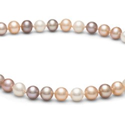 Collana 40 cm di perle di coltura d'acqua dolce da 7-8 mm, multicolore