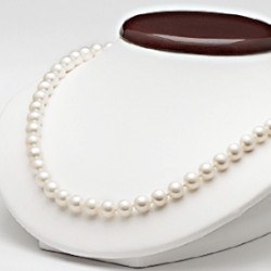 Collana 50 cm di perle di coltura d'acqua dolce da 7-8 mm, bianche