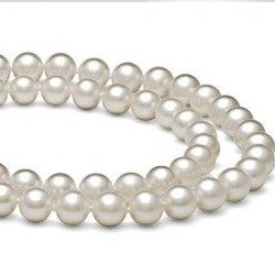 Lunga Collana Doppio Filo 59/61cm Perle Acqua Dolce bianche 7-8 mm