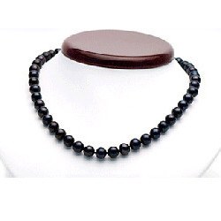 Collana 45 cm di perle di coltura d'acqua dolce da 7-8 mm, nere