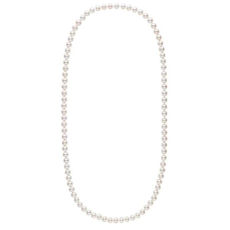Collana sautoir 70 cm di perle d'acqua dolce bianche da 8-9 mm