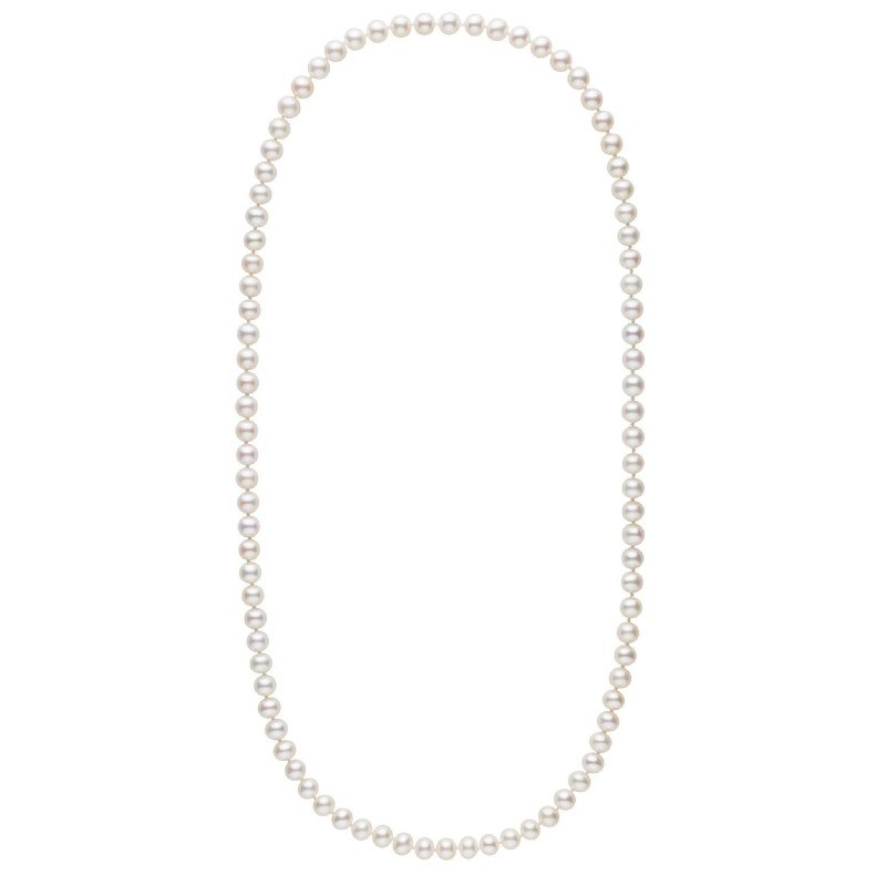 Collana sautoir 70 cm di perle d'acqua dolce bianche da 8-9 mm