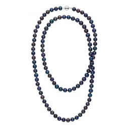 Collana sautoir 130 cm di perle d'acqua dolce nere da 8-9 mm