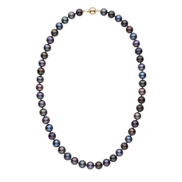 Collana girocollo 40 cm di perle d'acqua dolce nere da 8,5 a 9 mm AAA