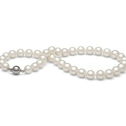 Collana 45 cm di perle di coltura d'acqua dolce, 9-10 mm, bianche