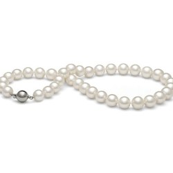 Collana 45 cm di perle di coltura d'acqua dolce, 9-10 mm, bianche