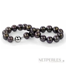 Braccialetto 18 cm di perle di coltura d'acqua dolce da 8-9 mm, nere