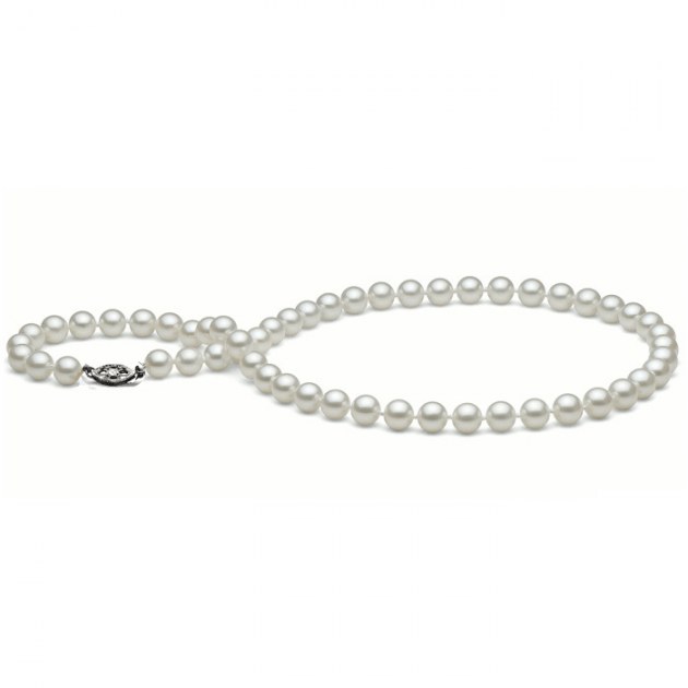 Collana In Argento 925 Con Perle D'acqua Dolce 8 Mm - Lunghezza 47 Cm - Fatto A Mano