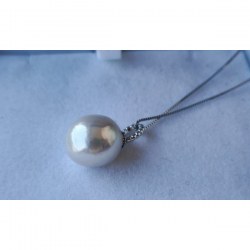 Pendente e catenina in Argento 925 con perla d'acqua dolce EDISON 12-13 mm bianca