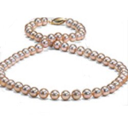 Collana di perle d'acqua dolce da 6 a 7 mm 45 cm rosa pesca metalliche