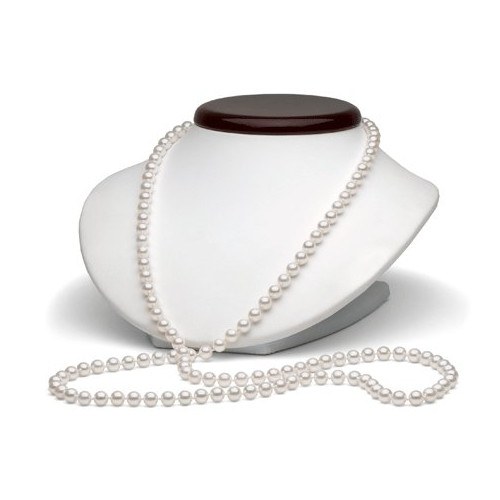Collana lunga 130 cm di perle di coltura Akoya 6-6.5 mm bianche