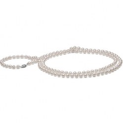 Collana lunga 90 cm di perle di coltura Akoya 6-6.5 mm bianche