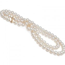 Collana doppio filo 43/45 cm di perle Akoya, 8-8,5 mm bianche AAA