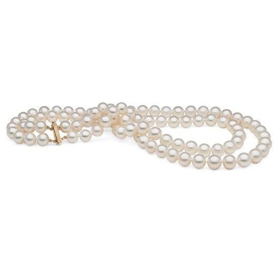 Collana doppio filo 43/45 cm di perle Akoya, 8,5-9 mm bianche AAA