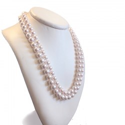 Collana doppio filo 50/52 cm di perle Akoya, 8,5-9 mm bianche AAA
