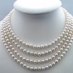 Collana quadruplo filo 40/42/44/46 cm perle Akoya 6-6.5 mm bianche