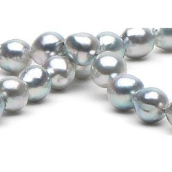 Collana di Perle Akoya Barocche 45 cm, 7.5-8 mm blu argento