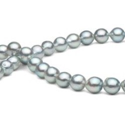Collana di Perle Akoya Barocche 45 cm, 8-8.5 mm blu argento