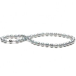 Collana di Perle Akoya Barocche 45 cm, 9-9,5 mm blu argento