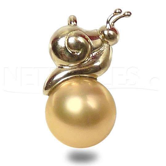 Pendente a forma di chiocciola in oro 18k e perla dorata delle Filippine AAA