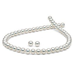 Parure Collana 45 cm e Orecchini di perle Akoya HANADAMA 8-8,5 mm