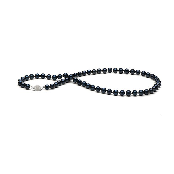 Collana 43 cm di perle di coltura Akoya 5,5-6 mm nere AA+