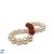Braccialetto Perle coltivate d'acqua dolce bianche da 7-8 mm e pietre di Agata Rossa da 8 mm