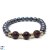 Bracciale di perle d'acqua dolce nere e pietre semipreziose naturali di granato rosso