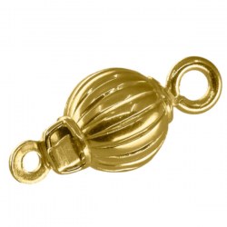 Fermaglio sferico 8 mm in oro 18k striato per filo di perle