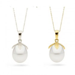 Pendente Oro 14k e perla d'acqua dolce a goccia 10-11 mm AAA