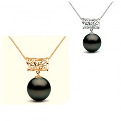 Pendente in Oro 18k diamante e perla nera di Tahiti a partire da 9-10 mm