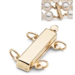Fermaglio in Oro 14k per collana o bracciale a doppio filo di perle di grande diametro