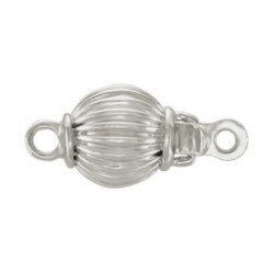 Fermaglio sferico 10 mm in oro bianco 18k striato per filo di perle