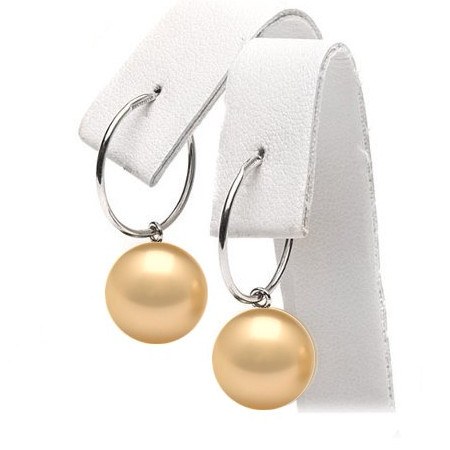 Orecchini Creoli in oro 18k con perle filippine dorate AAA
