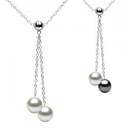 Collana Argento 925 40 cm con 2 Perle d'Acqua Dolce qualità AAA