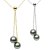 Collana 45 cm con 2 Perle di Tahiti su catena oro 14k AAA