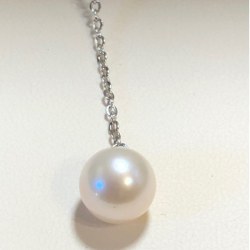 Collana Lariat catenina Argento 925 con Perla bianca d'Acqua Dolce 9,2 mm AAA