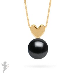 Pendente Cuore in Oro 14k con perla nera Akoya