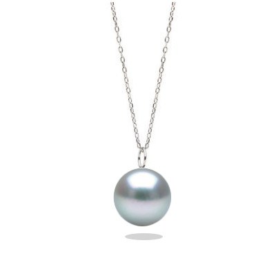 Pendente Mignon in oro 18k con perla Akoya blu argento 8-8,5 mm AAA
