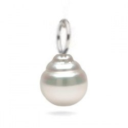 Pendente Oro bianco 14k perla Australiana Barocca da 9-10 mm cerchiata
