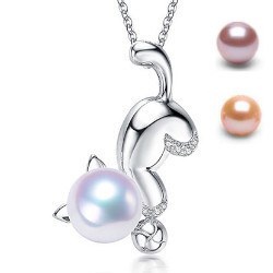 Pendente in Argento 925 con zirconi e perla 7-8 mm DOLCEHADAMA