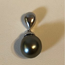Pendente in Argento 925 perla di Tahiti a forma di goccia 11,5X12,5 mm AAA