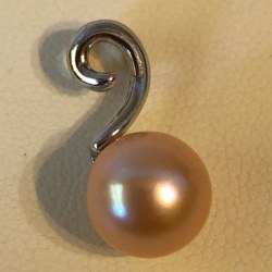 Pendente Argento 925 Perla di Acqua Dolce rosa pesca 9-10 mm DOLCEHADAMA