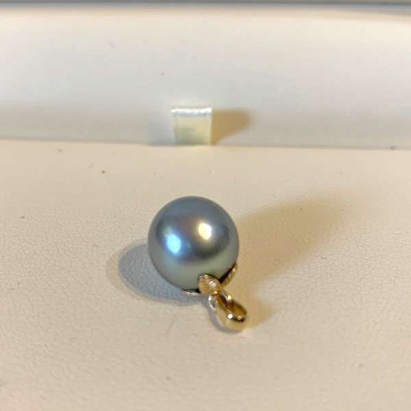 Pendente Oro Giallo 14k e perla di coltura di Tahiti 10-11 mm raro colore